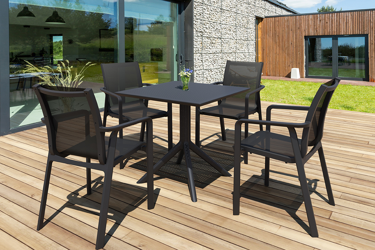Stapelbare Gartensthle schwarz (4er-Set) CORAIL