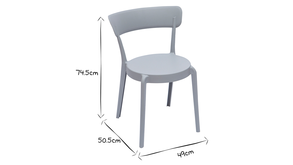 Stapelbare Stühle grauer Kunststoff für Innen- und Außenbereich (2er- Set) RIOS