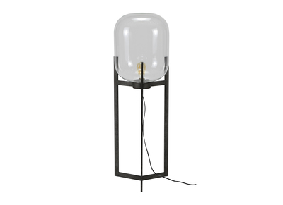 Stehleuchte aus Metall mit antik-silberner Oberf&auml;che und Glaskugel HALCYON