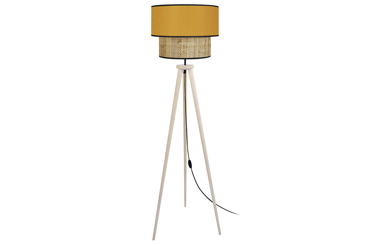 Stehleuchte Bimaterial Jute und senfgelbes Gewebe D40 cm CHILL