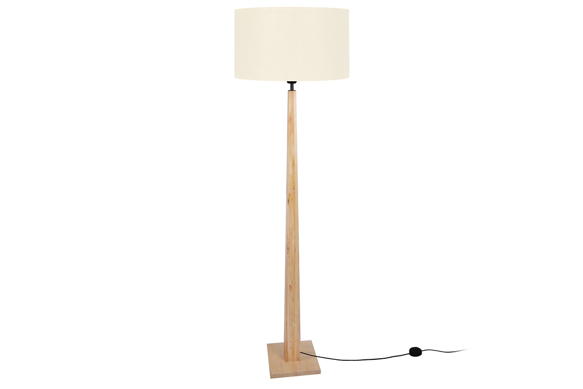 Stehleuchte ecru mit Holzfu NIDRA
