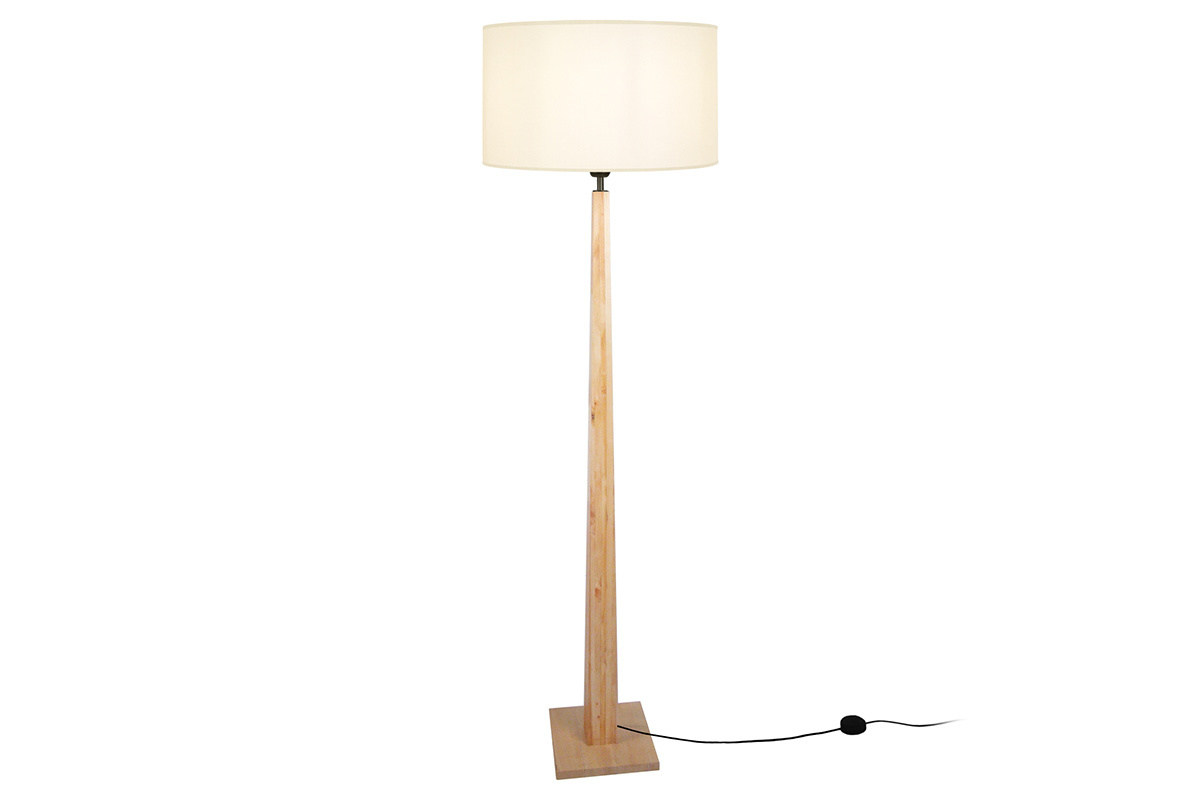Stehleuchte ecru mit Holzfu NIDRA