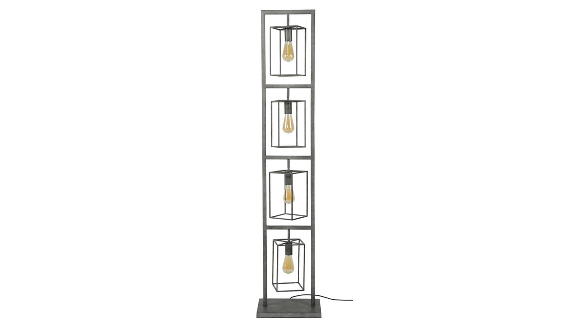 Stehleuchte Industriell aus Metall Antik 4 Lampen QUARTO