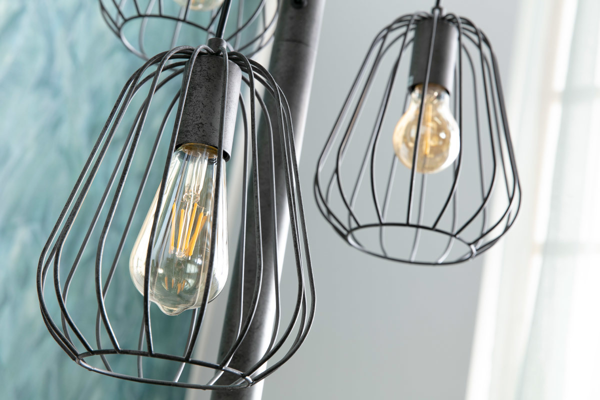 Stehleuchte industriell aus Metall Antiksilber Finish JELLY