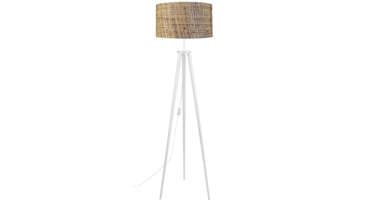 Stehleuchte Jute und weies Massivholz JUTA