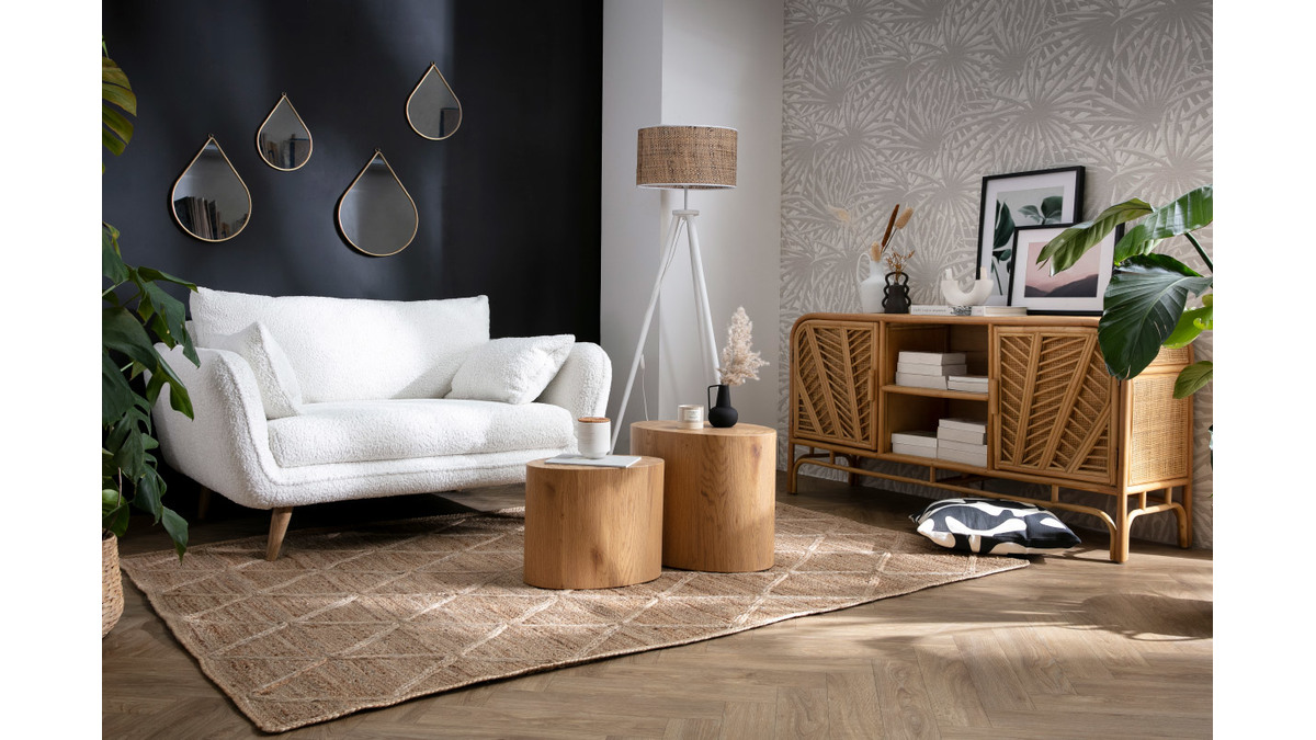 Stehleuchte Jute und weies Massivholz JUTA