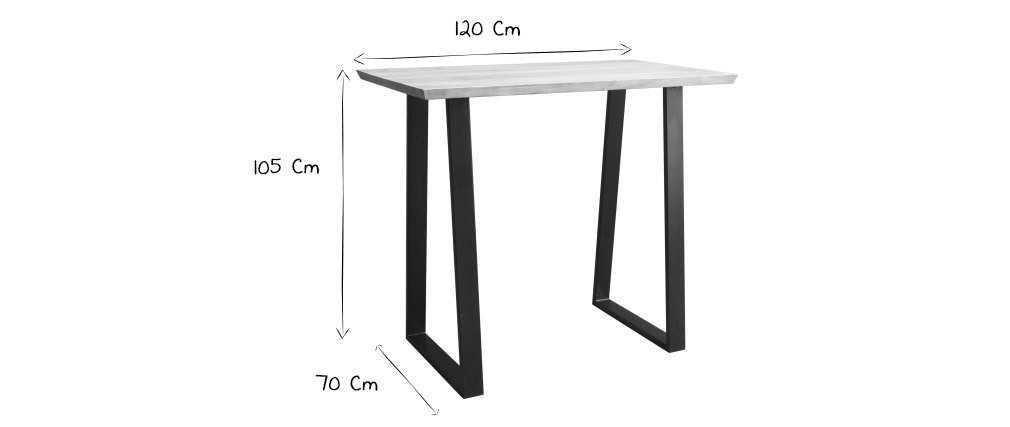 Stehtisch Mango und schwarzes Metall 120cm VIJAY