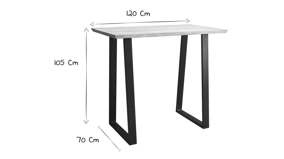 Stehtisch Mango und schwarzes Metall 120cm VIJAY