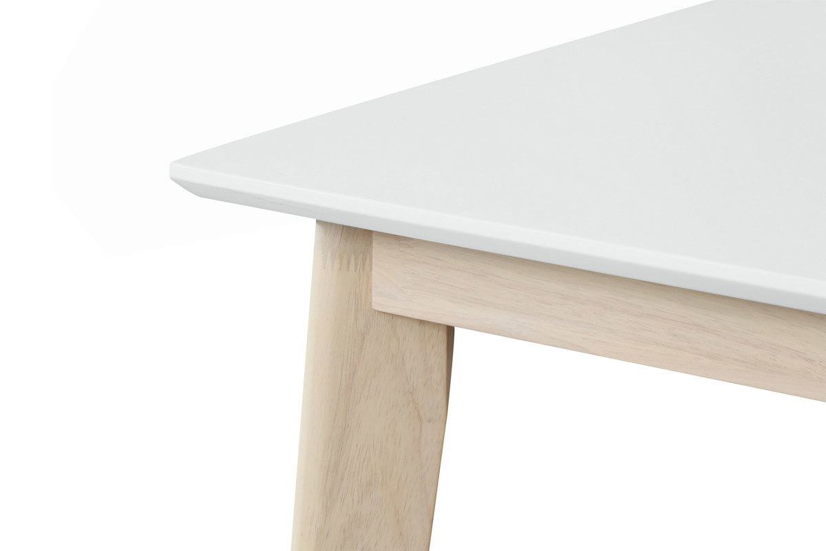 Stehtisch quadratisch Wei und helles Holz LEENA