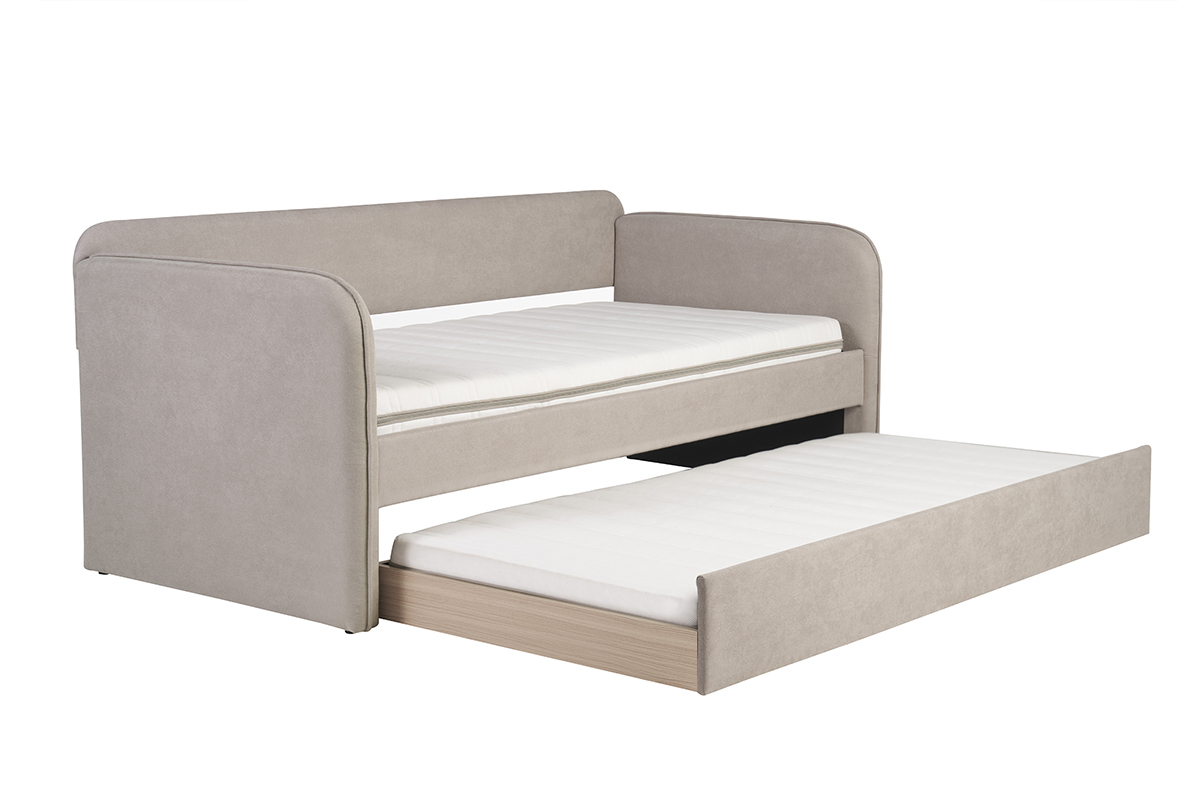 Stoff-Tagesbett in Taupe 90 x 190 cm EDISON