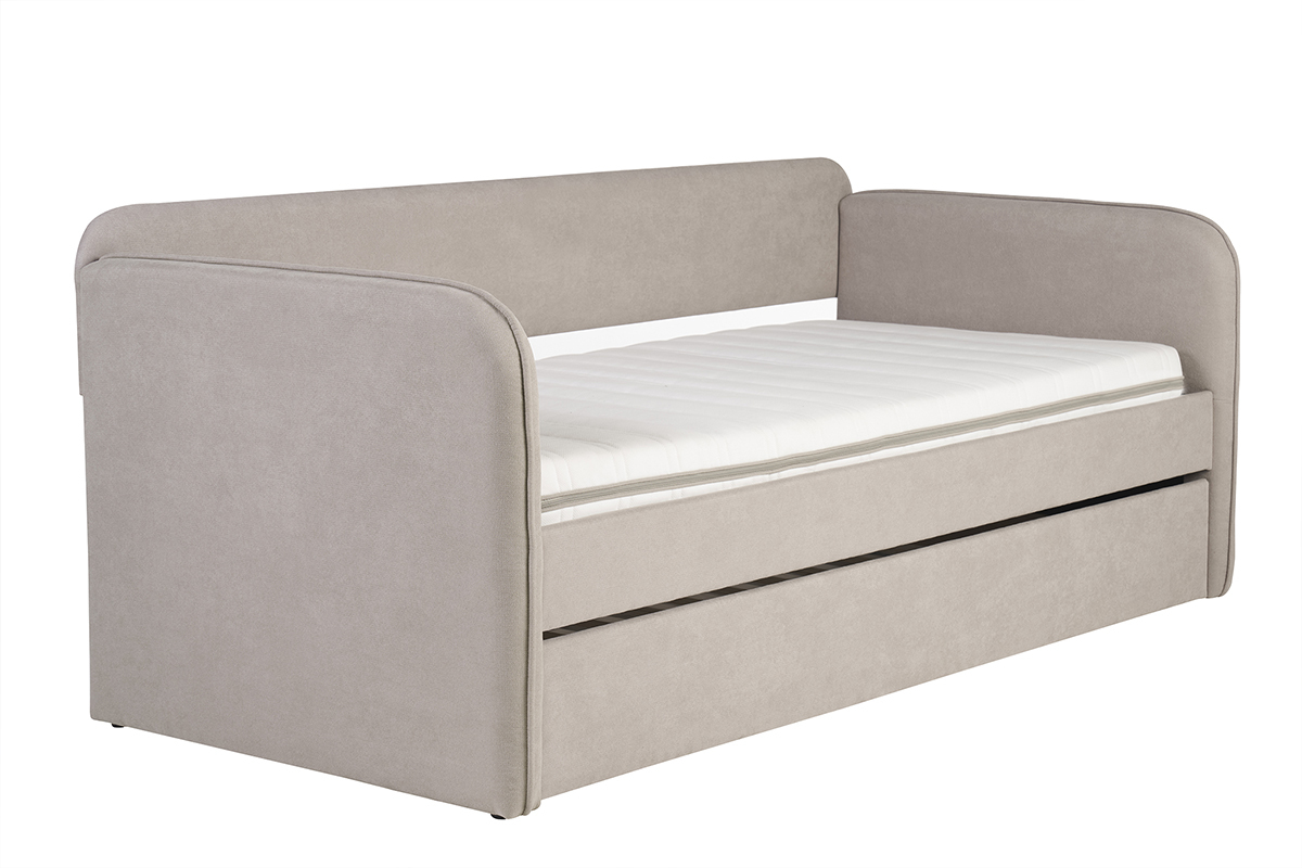 Stoff-Tagesbett in Taupe 90 x 190 cm EDISON