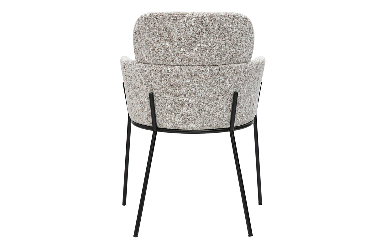 Stoffdesignstuhl in Beige mit texturiertem Samteffekt und schwarzen Metallfen TULUM
