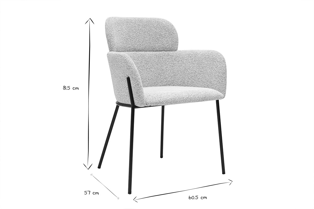 Stoffdesignstuhl in Beige mit texturiertem Samteffekt und schwarzen Metallfen TULUM