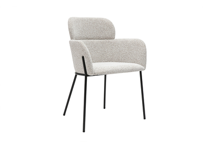 Stoffdesignstuhl in Beige mit texturiertem Samteffekt und schwarzen Metallfüßen TULUM