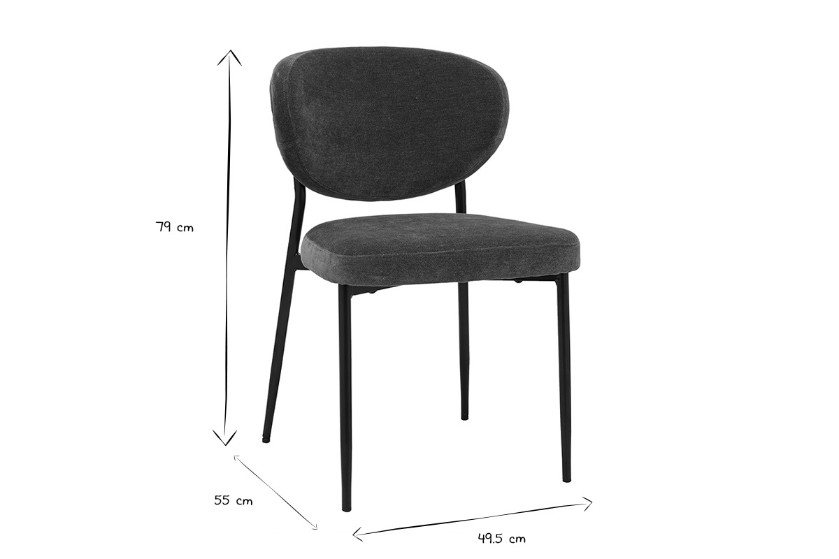 BREKA-St�hle aus Stoff mit Samteffekt, Ma�e L49,5 x T55 x H79 cm, in Schwarz und Wei�.