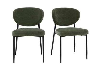 Stoffst&uuml;hle in samt&auml;hnlicher Optik, khakigr&uuml;n und Metall (2er-Set) BREKA