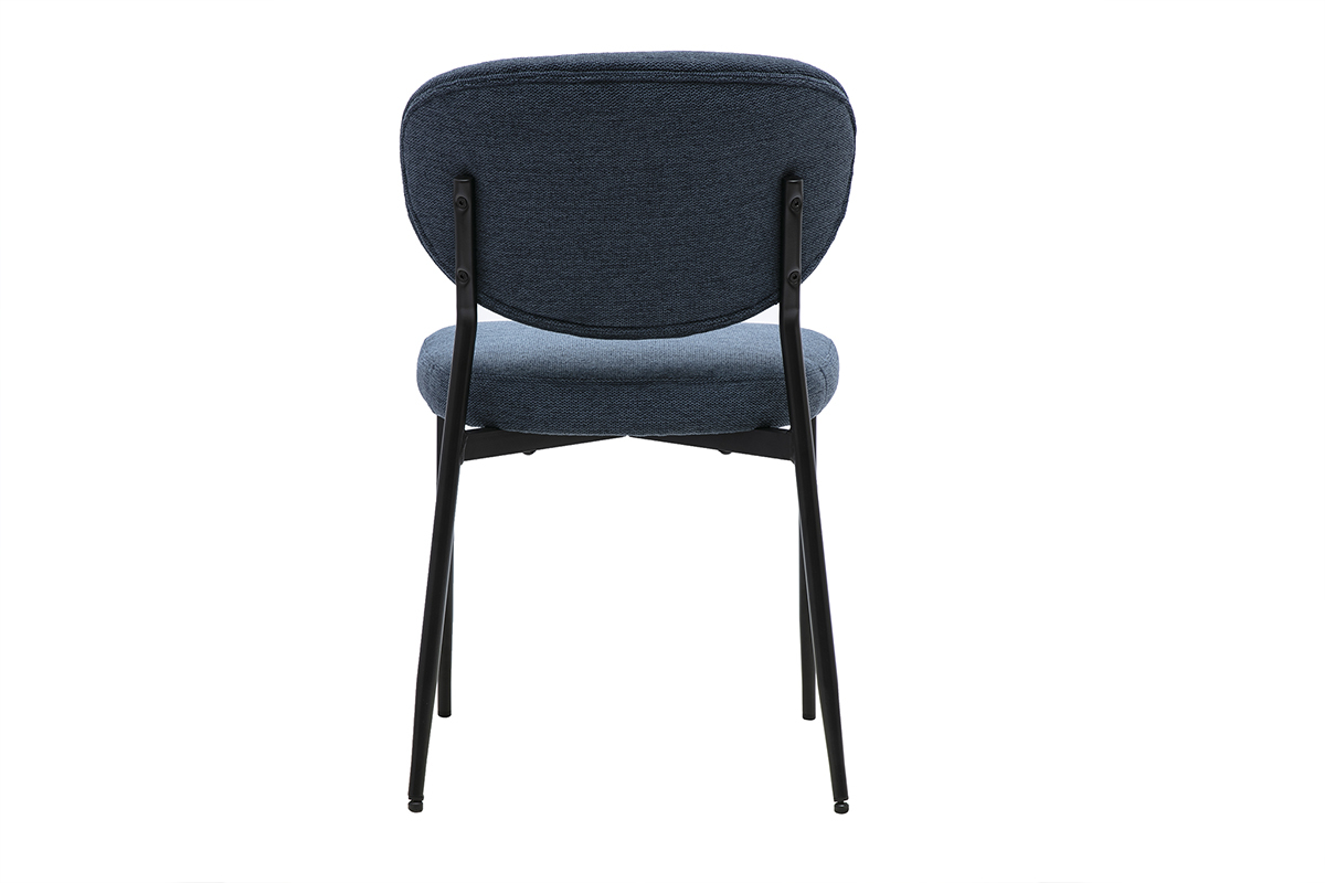 BREKA-St�hle aus dunkelblauem Stoff, R�ckansicht mit schwarzem Metallgestell.