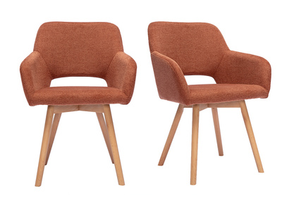Stoffst&uuml;hle mit samtiger, strukturierter Optik in verbranntem Erdton und hellem Holz (2er-Set) LAURETTE