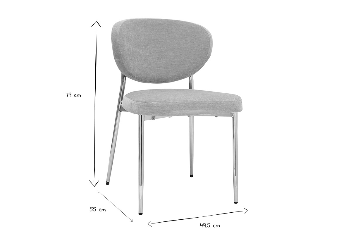 Abmessungen der BREKA-St�hle in Schwarz und Wei�, 49,5 cm breit, 55 cm tief, 79 cm hoch.