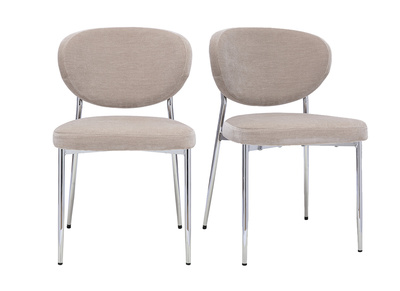 Stoffst&uuml;hle mit Samtoptik taupe und verchromtem Metall (2er-Set) BREKA
