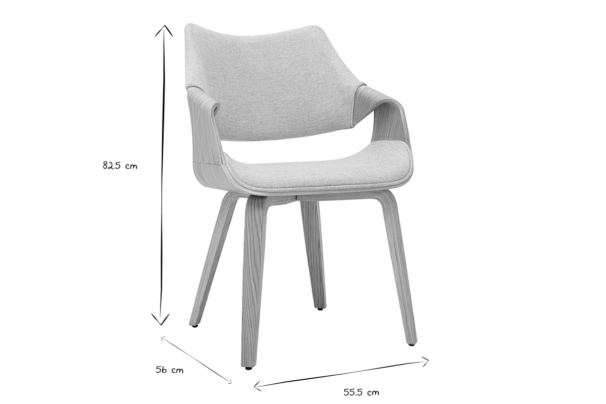 Abmessungen des SEVAN-Stuhls in Schwarz und Wei�: H82,5 cm, T56 cm, B55,5 cm.