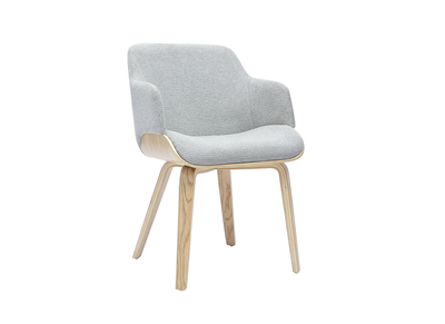 Stuhl aus grauem Chenille-Stoff und hellem Holz EARL