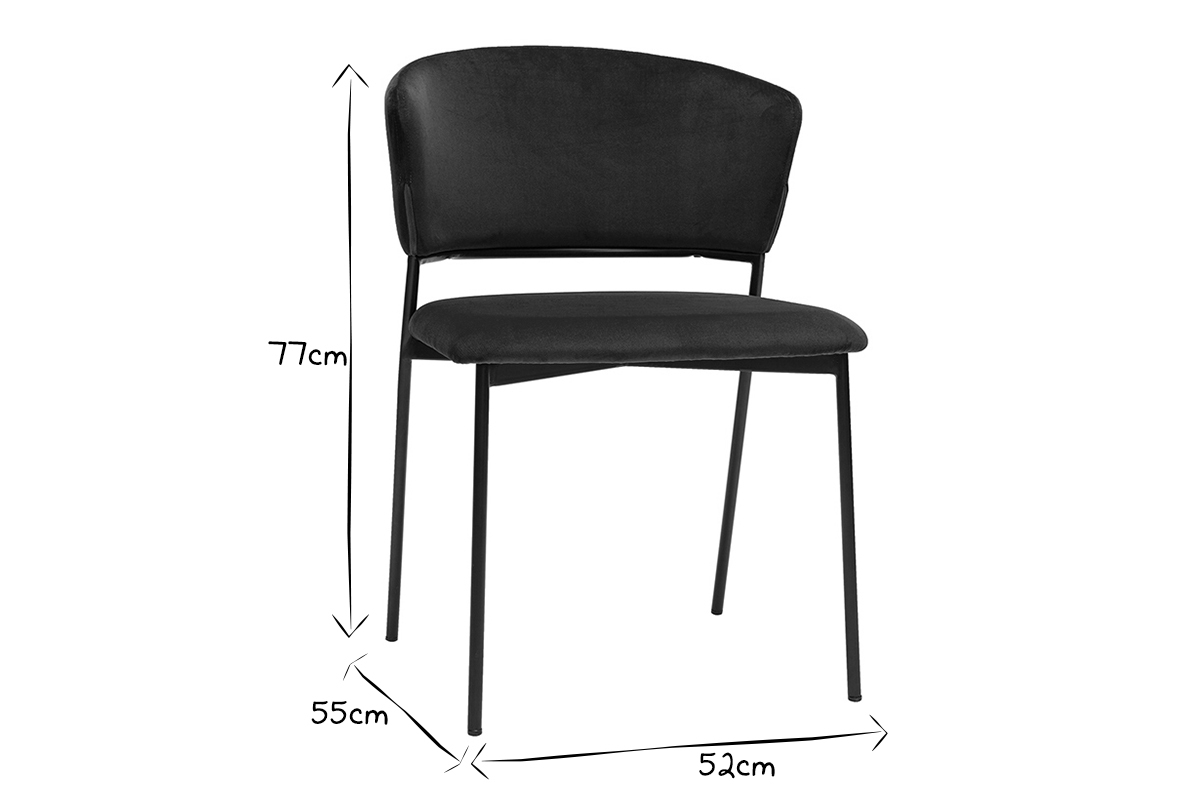 Stuhl aus petrolblauem Samt und schwarzem Metall (2er-Set) FELIZ