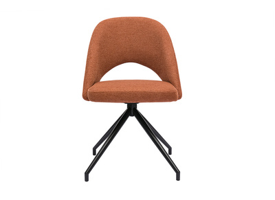 Stuhl aus rostbraunem Stoff mit texturiertem Samteffekt und schwarzem Metall 360° drehbar COSETTE