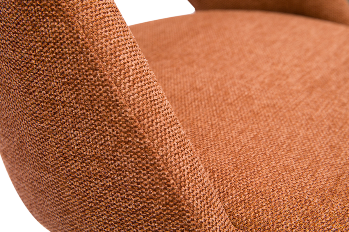 Stuhl aus rostbraunem Stoff mit texturiertem Samteffekt und schwarzem Metall 360� drehbar COSETTE