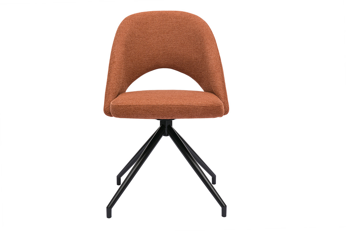 Stuhl aus rostbraunem Stoff mit texturiertem Samteffekt und schwarzem Metall 360� drehbar COSETTE