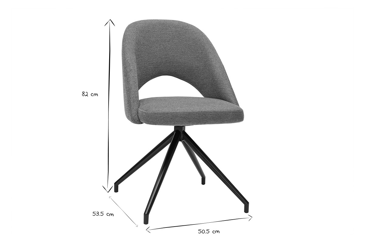 Stuhl aus rostbraunem Stoff mit texturiertem Samteffekt und schwarzem Metall 360� drehbar COSETTE