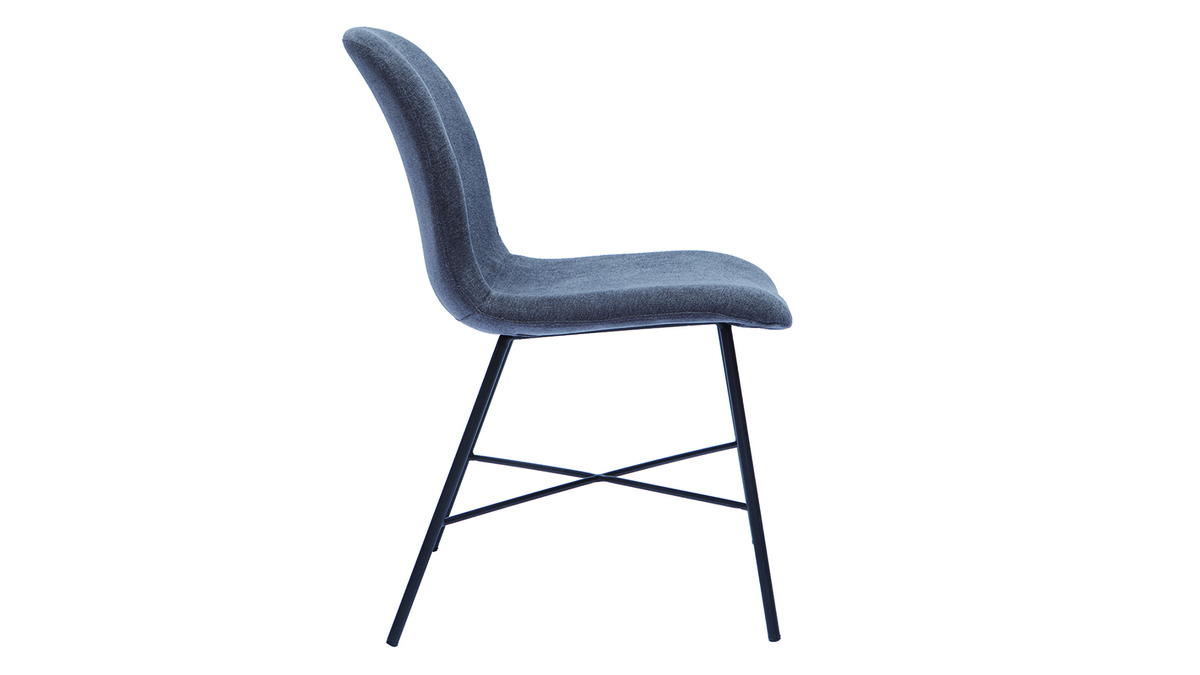 Stuhl aus Stoff mit Samteffekt in Dunkelgrau und schwarzem Metall ARCADE