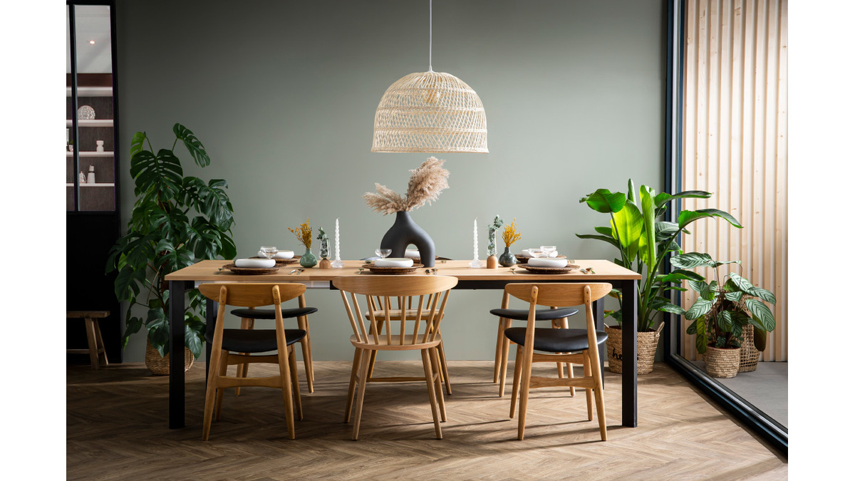 Stuhl Holz h und PU Schwarz skandinavisches / japanisches Design WALFORD