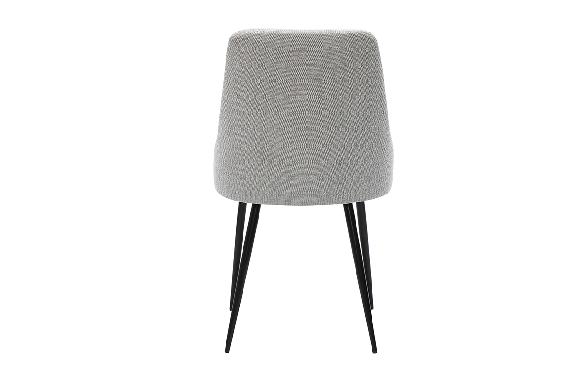 Stuhl mit Design aus hellgrauem Textur-Veloursstoff und schwarzem Metall (2er-Set) CULT