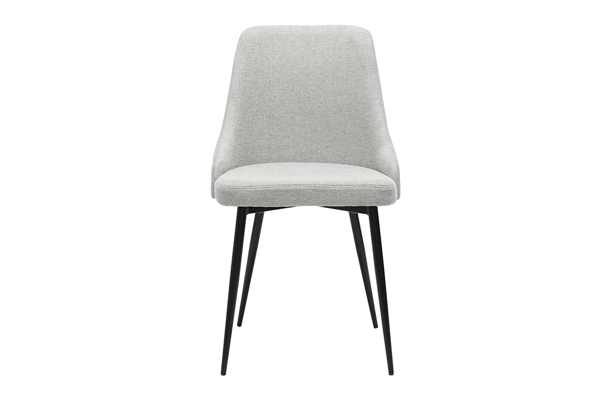 Stuhl mit Design aus hellgrauem Textur-Veloursstoff und schwarzem Metall (2er-Set) CULT