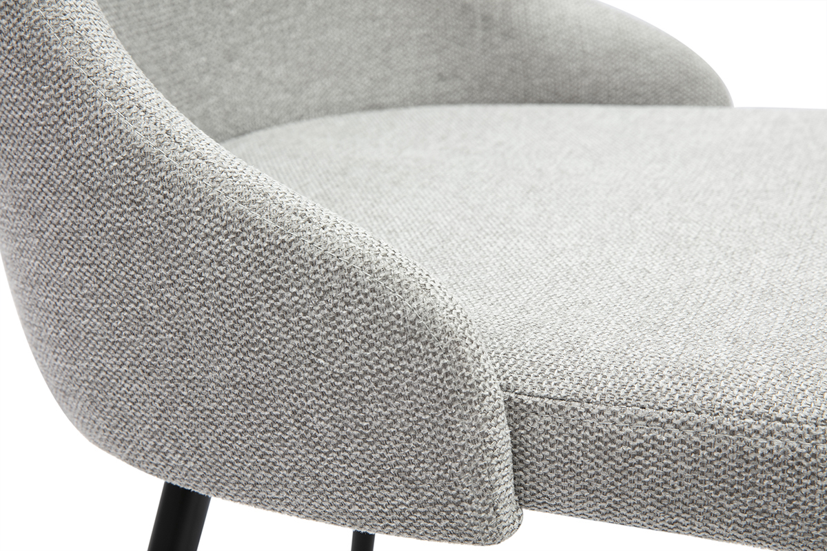 Stuhl mit Design aus hellgrauem Textur-Veloursstoff und schwarzem Metall (2er-Set) CULT