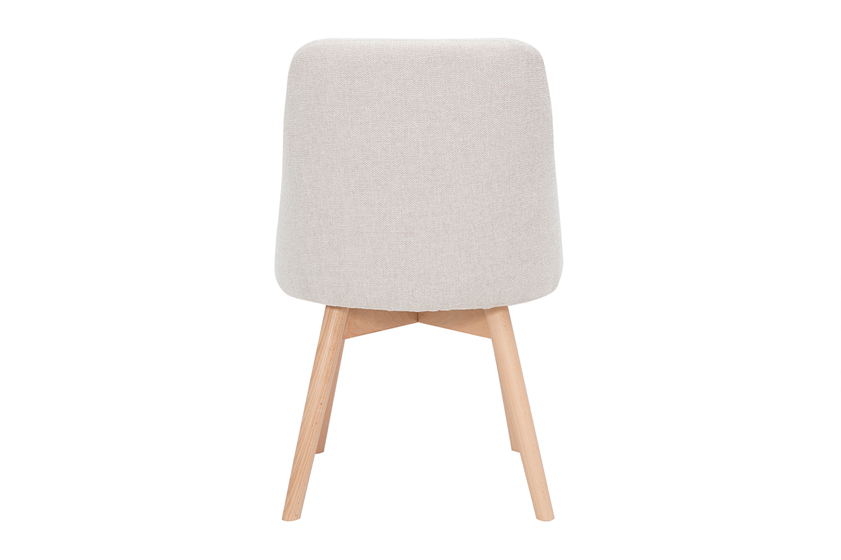 Stuhl mit Stoff in strukturiertem Samteffekt in Beige und hellem Holz (2er-Set) HIGGINS