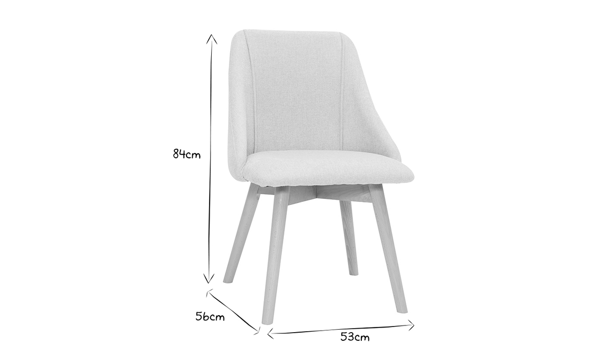 Stuhl mit Stoff in strukturiertem Samteffekt in Beige und hellem Holz (2er-Set) HIGGINS