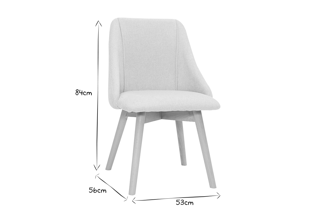 Stuhl mit Stoff in strukturiertem Samteffekt in Beige und hellem Holz (2er-Set) HIGGINS