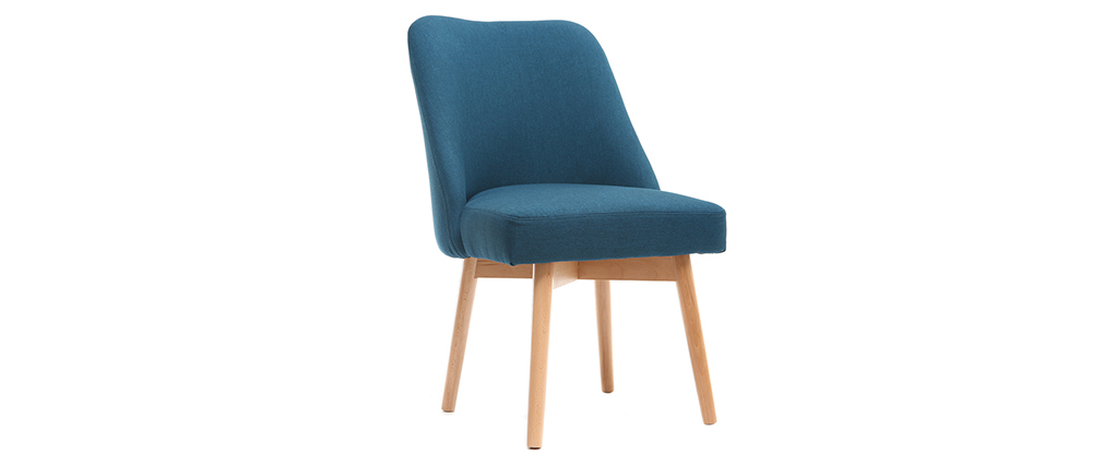Stuhl skandinavisch Stoff Blaugrün Beine Holz hell LIV