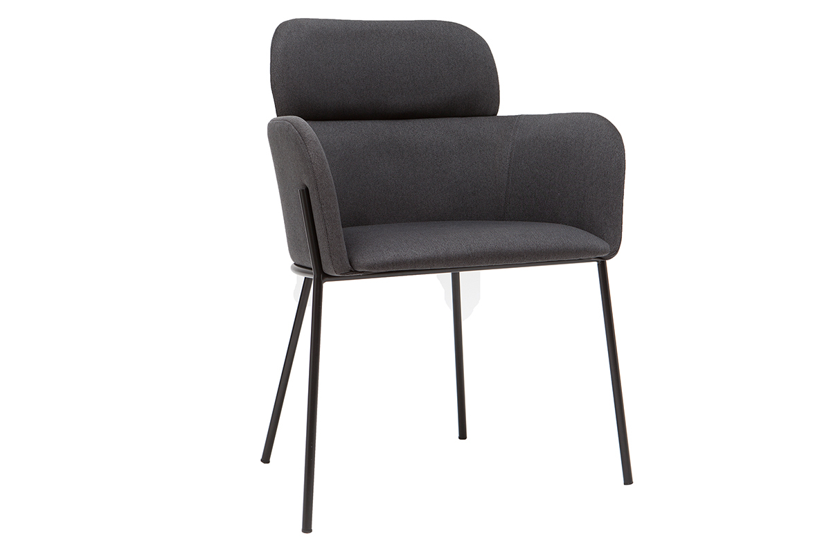 Stuhl TULUM grauer Bezug und schwarzes Metall