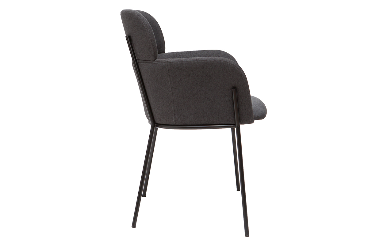 Stuhl TULUM grauer Bezug und schwarzes Metall