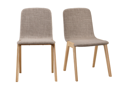 St&uuml;hle 2er-Set - Eiche und hellgrauer Stoff AVA