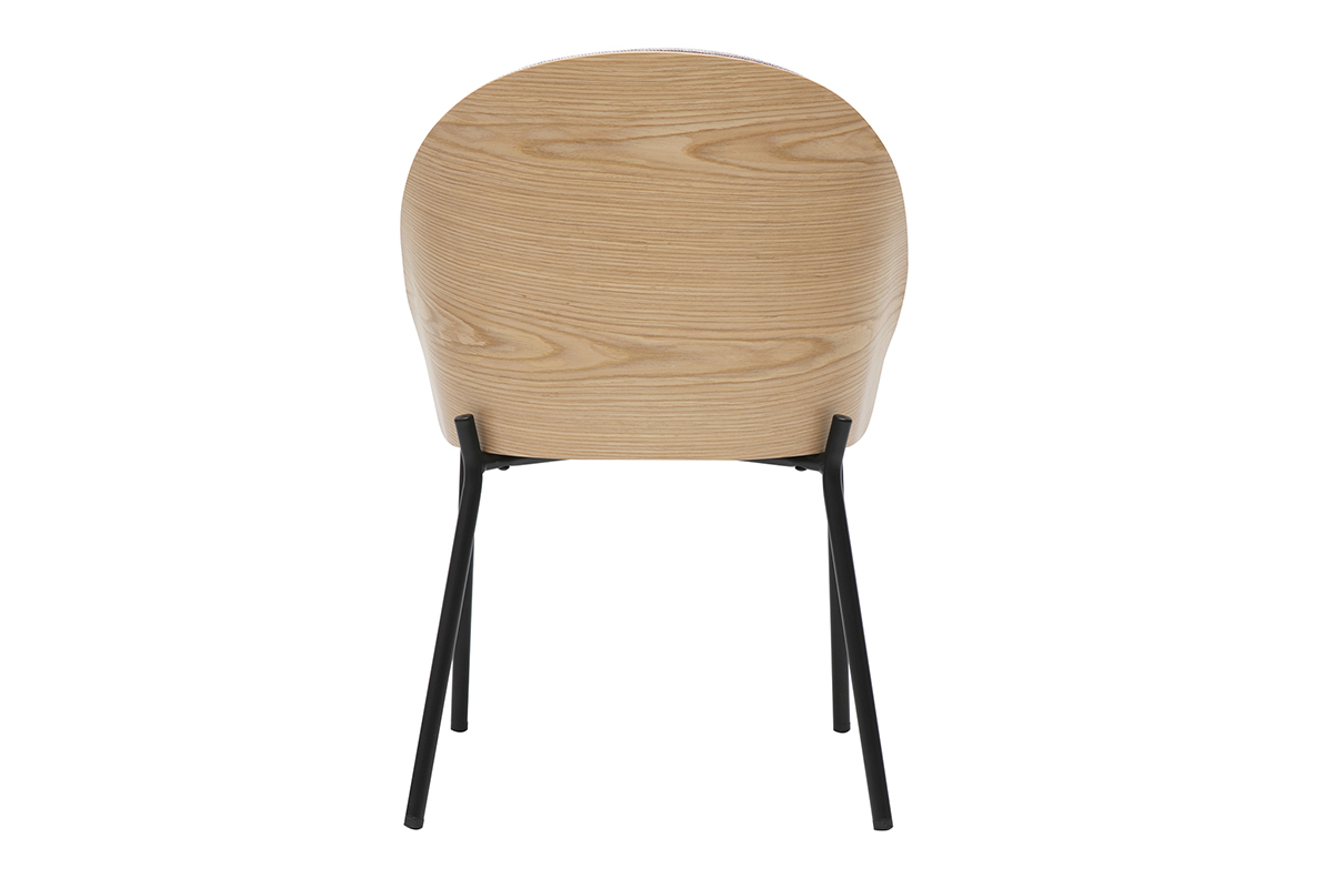 TUCSON Stuhl R�ckansicht, helles Holz und schwarze Metallbeine.