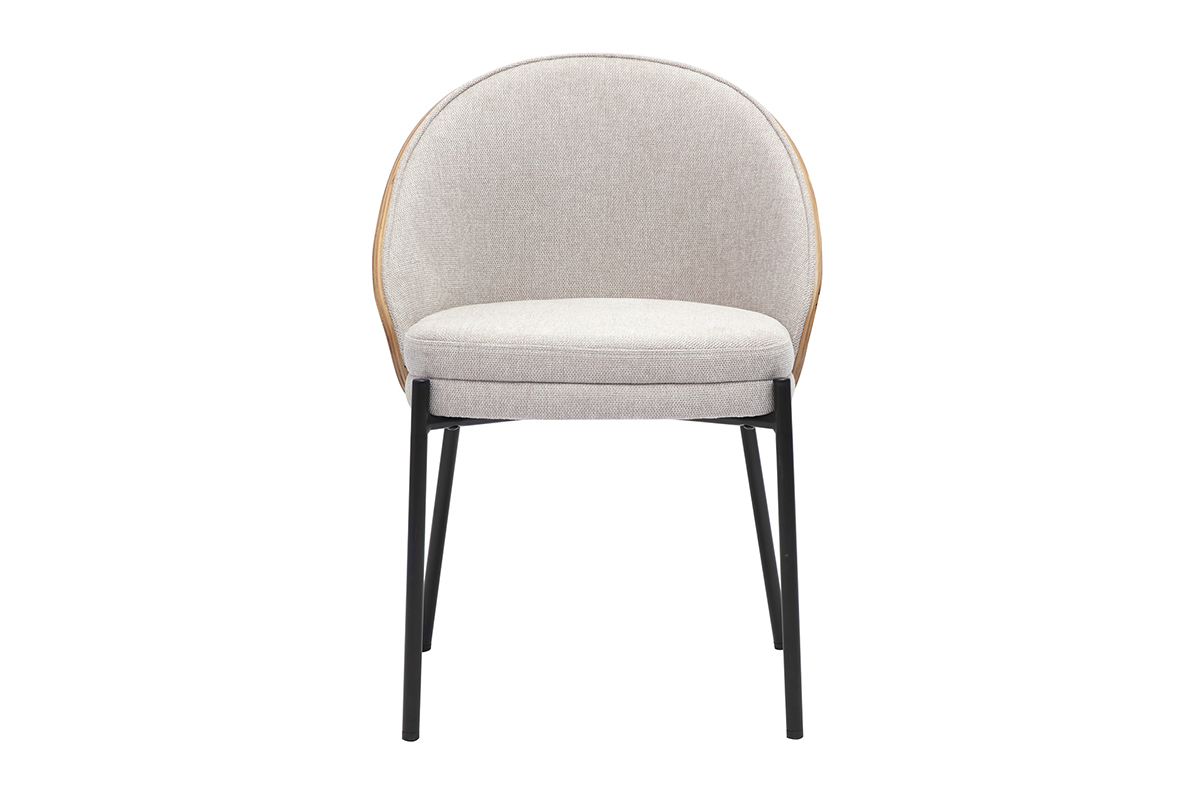 Stuhl aus Stoff in beige Samtoptik, Frontansicht.