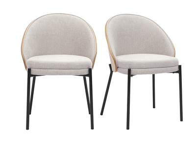 St&uuml;hle aus beigefarbenem Samt-Effekt-Textilgewebe, helles Holz und Metall (2er Set) TUCSON