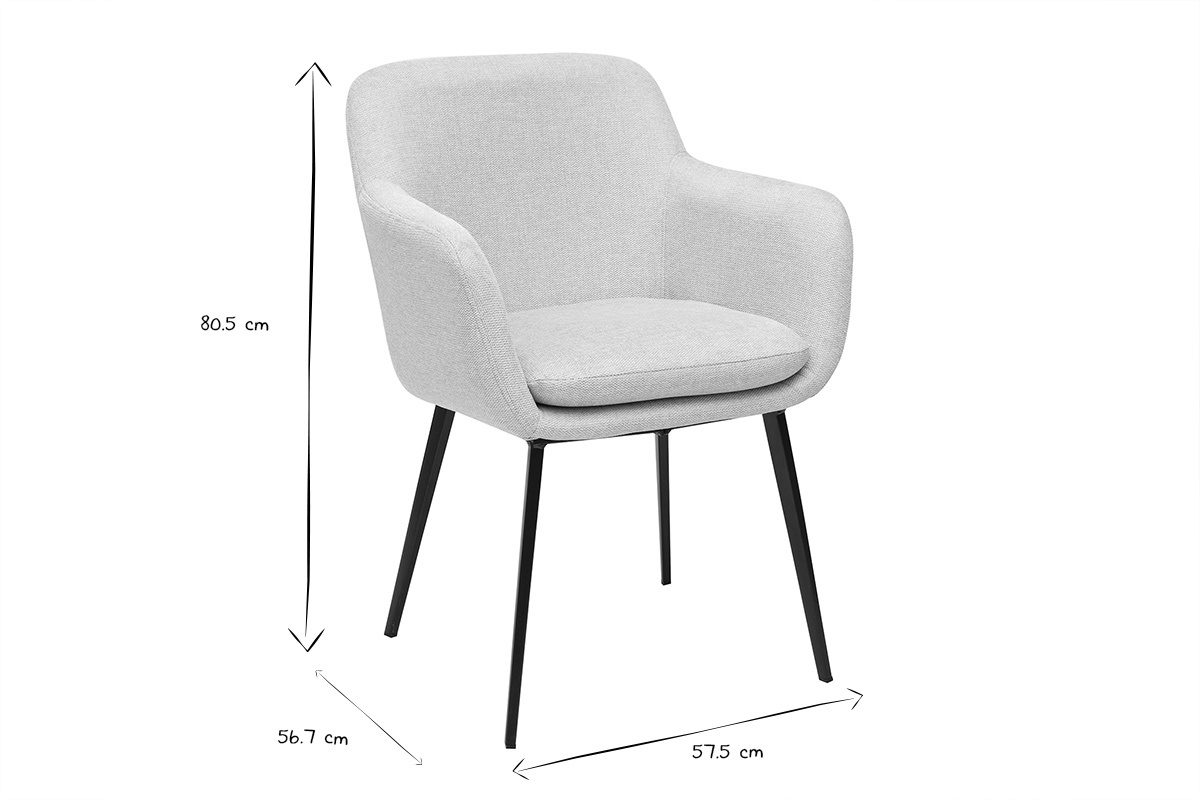 Sthle aus beigem Samt-Effekt Stoff und schwarzem Metall (2er-Set) AMIKA