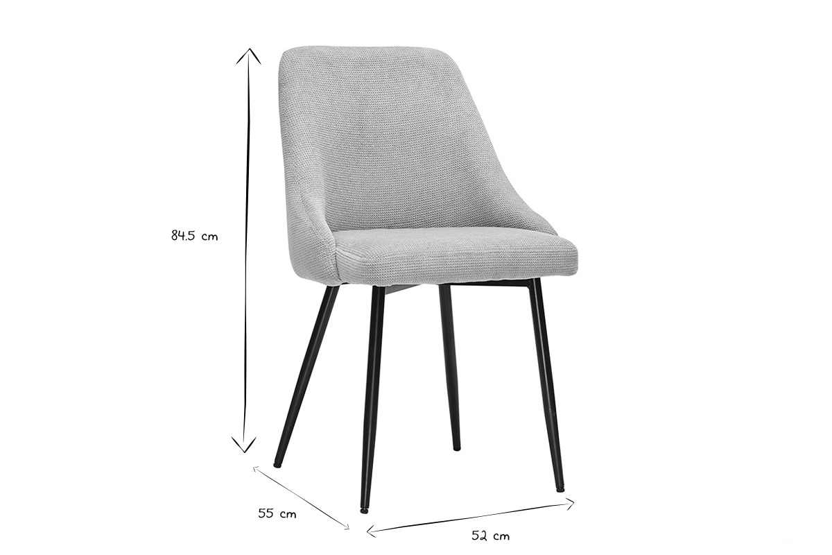 Sthle aus beigem Samteffekt-Textilgewebe und schwarzem Metall (2er Set) HASTA