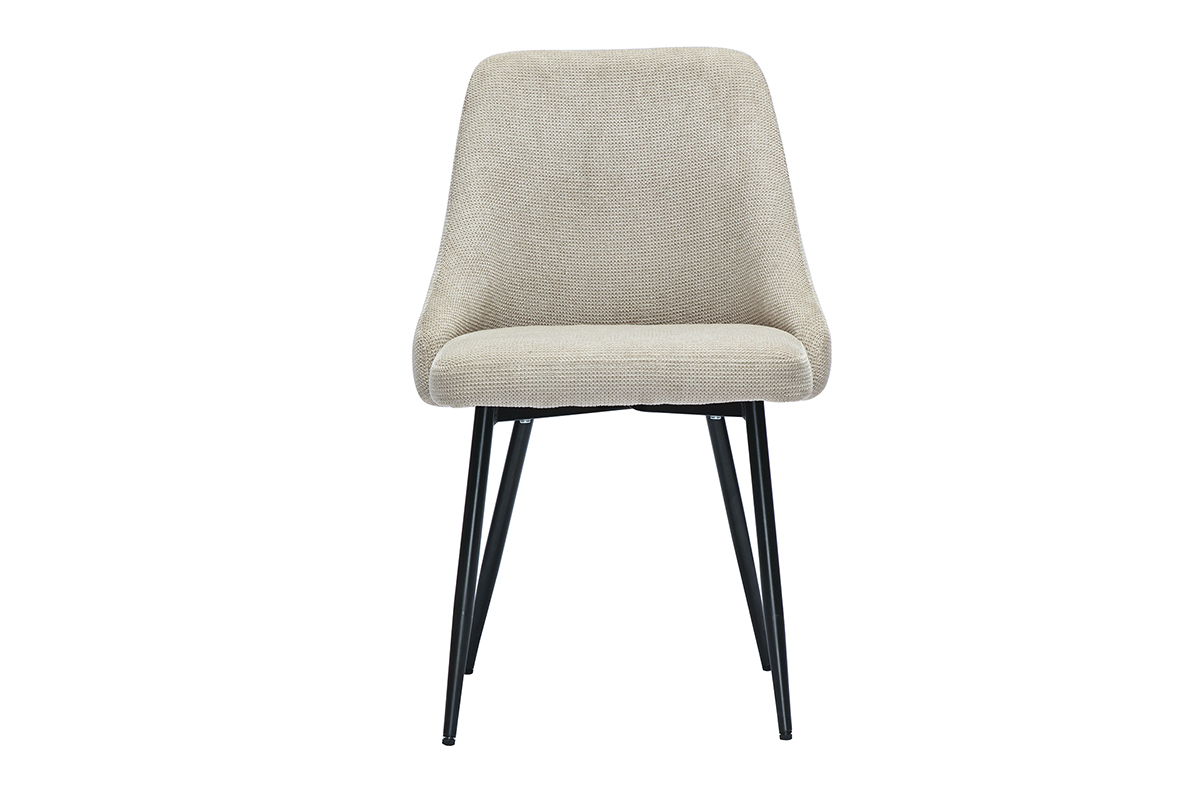 Sthle aus beigem Samteffekt-Textilgewebe und schwarzem Metall (2er Set) HASTA