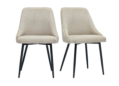 Stühle aus beigem Samteffekt-Textilgewebe und schwarzem Metall (2er Set) HASTA
